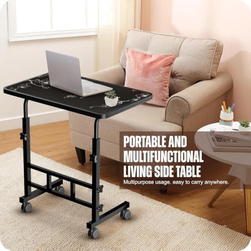 Image of VAAYU Multi-Purpose Laptop Table, Study Table| Bed Table| Adjustable Height, Portable for Office, Work Form Home | DIY Table, Easy to Assemble, Engineered (A-Flower Black)