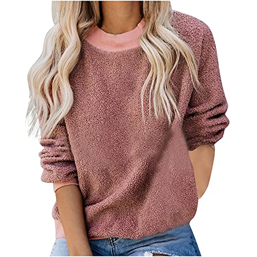 Ninedayx Camisetas de forro polar para mujer, suéteres de invierno para mujer, suéteres del Reino Unido para mujer, camisetas de talla grande, ropa de mujer, camisetas de manga larga, camisetas de