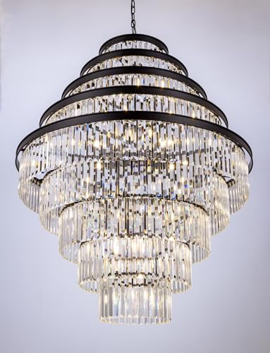 Wellmet Extra Large Crystal Chandelier, Black 9-Tier Luxury Crystal Chandelier, for Living...