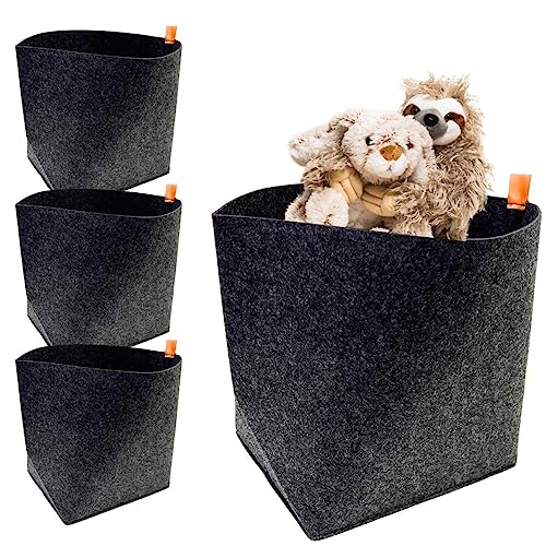 Bada Bing 4er Set Filzkörbe mit Lasche in Lederoptik ca. 28 x 22 x 30 cm...