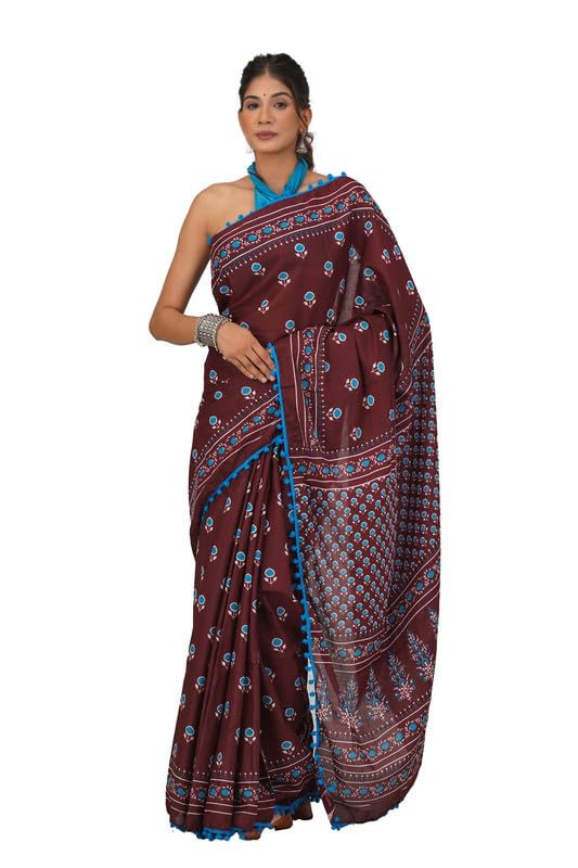Shivanya Handicrafts Sari Donna Cotone Mulmul - 5,5 Metri