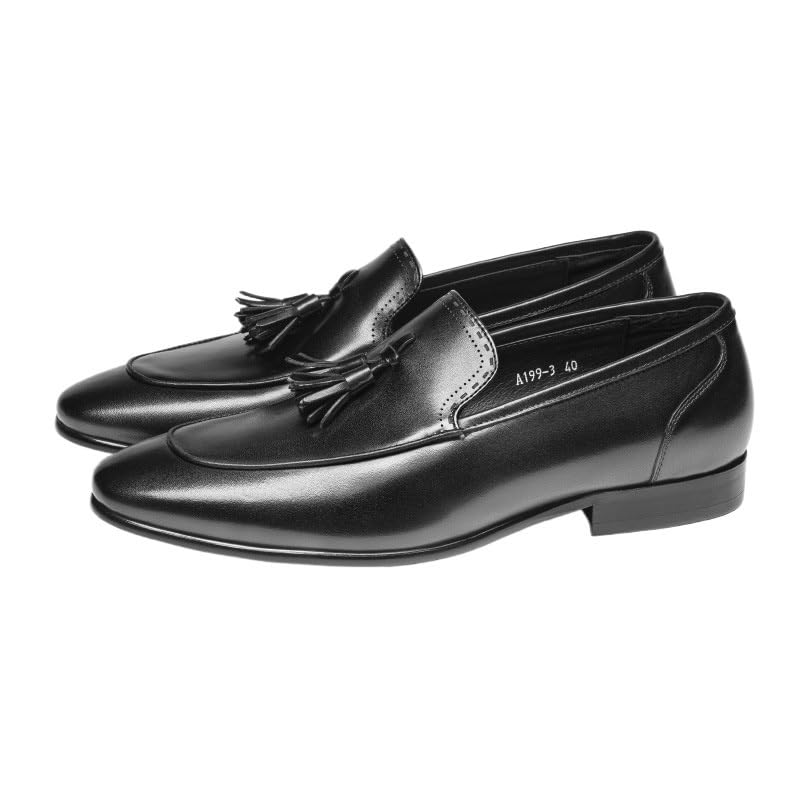 Men's Leather Shoes Slip-On Low Top Round Toe Loafers Shoes Handmade Color Wiping Dress Business Commuter Casual Shoes Rubber Sole Anti-Slip Wear-Resistant