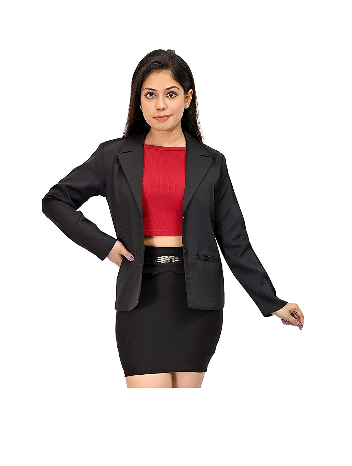 Hermosa India Single Breasted Formal Black Blazer (XXL)-picture-31