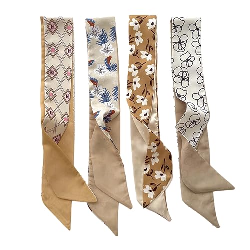 QTMY 4 Pack Purse Scarf for Bags Silk Head Scarf for Hair Handbag Women Scarfs Band Hair Neck Scarves Fashion Gifts,46