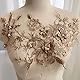 QLING 3D Stickerei Perlen Spitze Applikation Blumen Strass Tüll Besatz Besetzter Stoff für DIY Ausschnitt Hochzeit Brautkleid Kleidung Stickerei Dekoration, nicht null, gold, Free Size