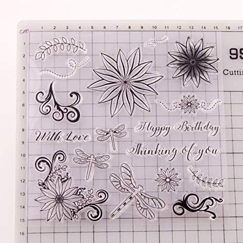 Happy Birthday with Love Thinking of You Sentiments Flowers Dragonfly Clear Stamps for Card Making Decoration and DIY Scrapbooking - Image 3