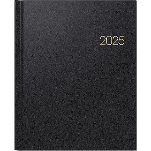 BRUNNEN Book Calendar Model Manager Wt 7 weektimer (2025), 2 Pages = 1 Week, 210 × 260 mm, 160 Pages, Balacron Cover, Black Cover
