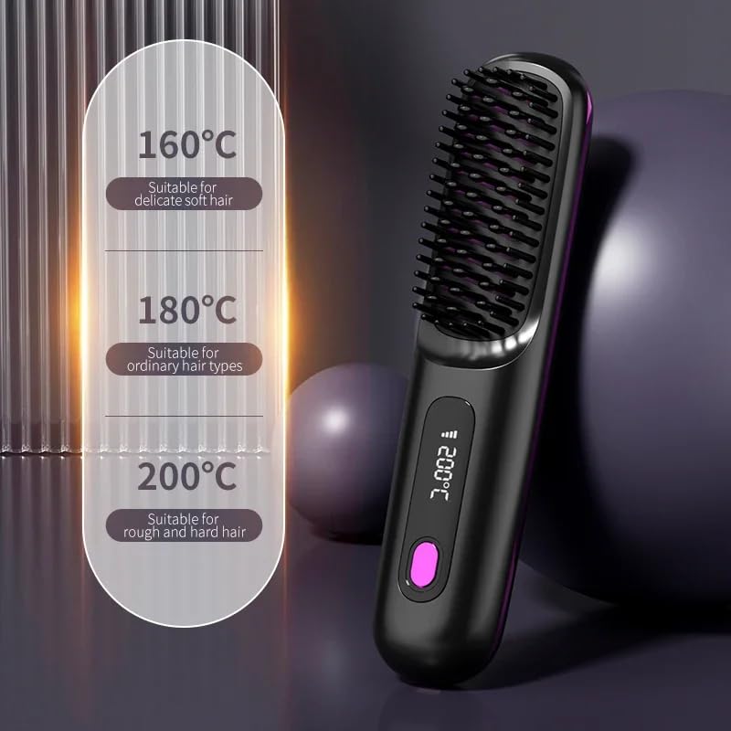 Mein Maison Glissara | Kabelloses Haarglätteisen | USB-Ladefunktion & LCD-Display | Keramik & Ionen-Technologie(Schwarz)