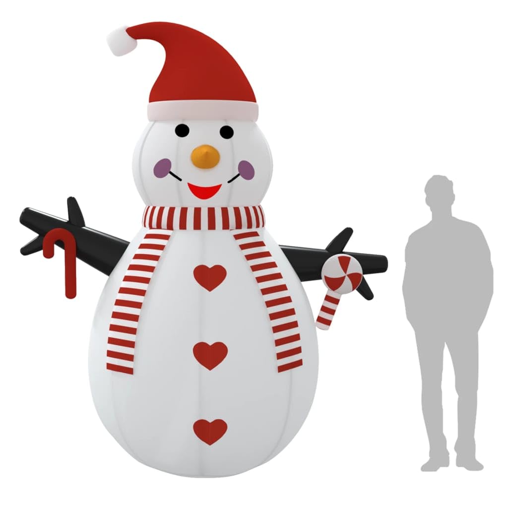 Aufblasbarer Schneemann mit LEDs, 300 cm Höhe, Oxford-Gewebe wetterfest, mit integrierter Weihnachtsbeleuchtung, Lichtschlauch und Timer, ideal für Garten