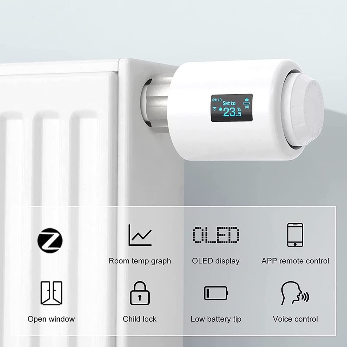 RANRAO 5PCS Smart Termostatico Radiatore Valvola Programmabile Temperatura Regolatore Voce