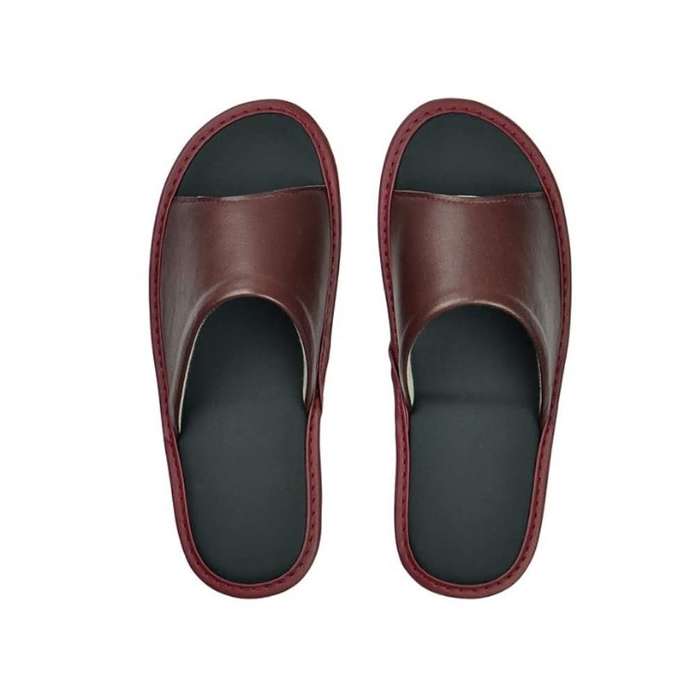 Men Women Spring Summer Autumn Couples Cowhide Home Slippers Leather Slippers Wooden Floor Home Slippers Color C Size