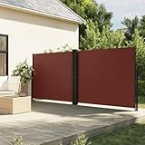 *IKAYAA Tendal Lateral Retràctil, Pantalla Enrotllable Mampara de Privacitat, Protector Solar a Prova de Vent, per a Balcó, *Jardin, Terrassa, 180 x 600 cm Marró