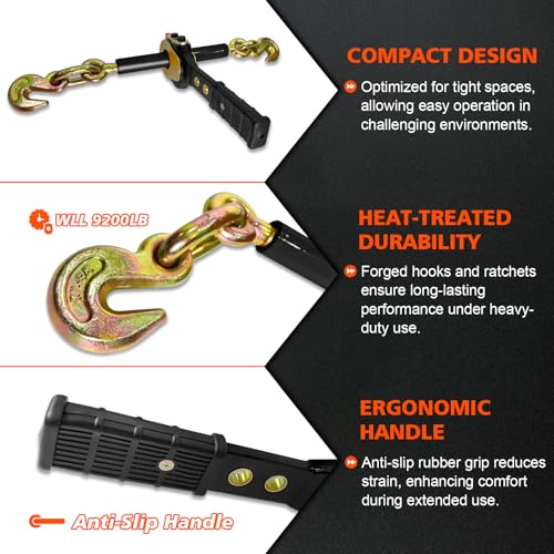 Image of YATOINTO Electric Torque Drive Load Binder | Fits 3 /8''-1 /2'' Chain | 9,200 lbs Safe Working Load | Heavy-Duty Ratchet Binder Compatible with Portable Drill for Fast Cargo Tie-Down & Load Securement