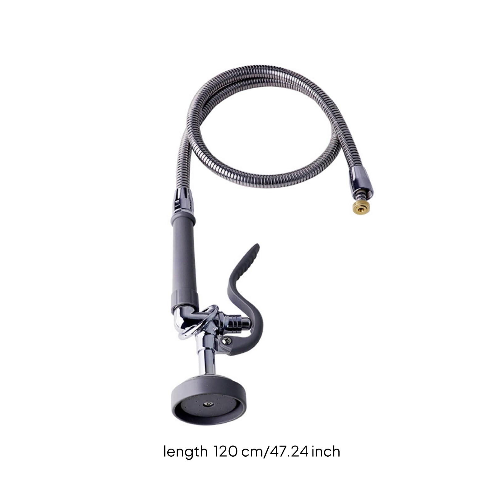 Tuyau en Acier Inoxydable Ondulé avec Pommeau à Grip Vertical Noir pour Nettoyage Animaux Domestiques Baignoire