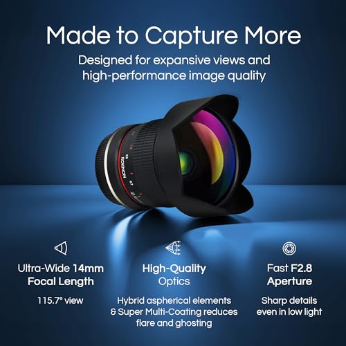 Rokinon FE14M-C 14mm F2.8 Ultra Wide Lens for Canon (Black)