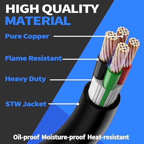 4 Prong 30 Amp 10 Foot Generator Extension Cord, NEMA L14-30P/L14-30R, 125/250V Up to 7500W 10 Gauge SJTW Generator Cord, ETL Listed - Image 4