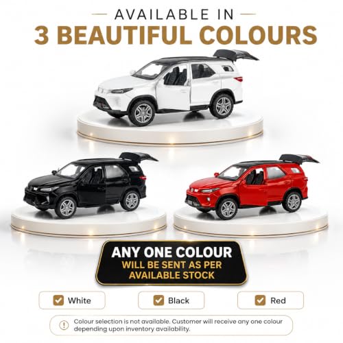 Image of Fortuner 1:32 Scale Die Cast Metal Toy Car with Pull Back Action, Light & Sound, Openable Doors,& Boot | Metal Body SUV Model Car for Kids Boys Girls & Collectors (Random Colour)