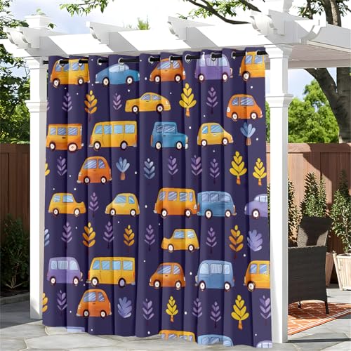 Hixingo Rideau Exterieur Impermeable avec Œillets, 1 Panneau Anti Chaleur Blocage Rideau Exterieur, Opaques, pour Jardin, Veranda, 3D Camion (Taxi...