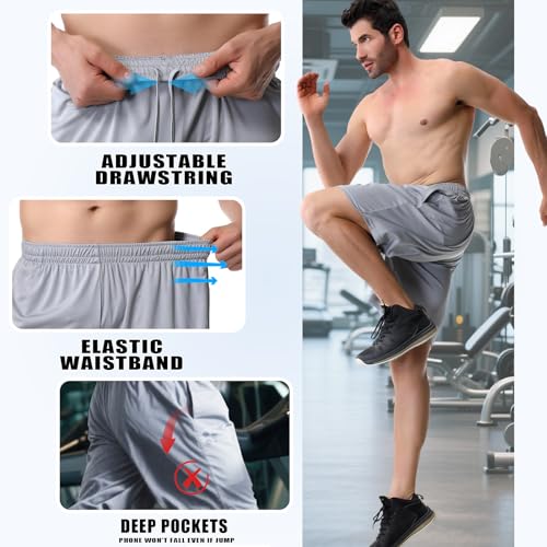 Athletic Gym Shorts for Men - Quick Dry Men's Basketball Shorts with Pockets, Running Workout Activewear3