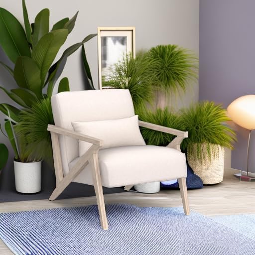 Sillón Mid Century Moderno Tapizado Beige miniatura 6