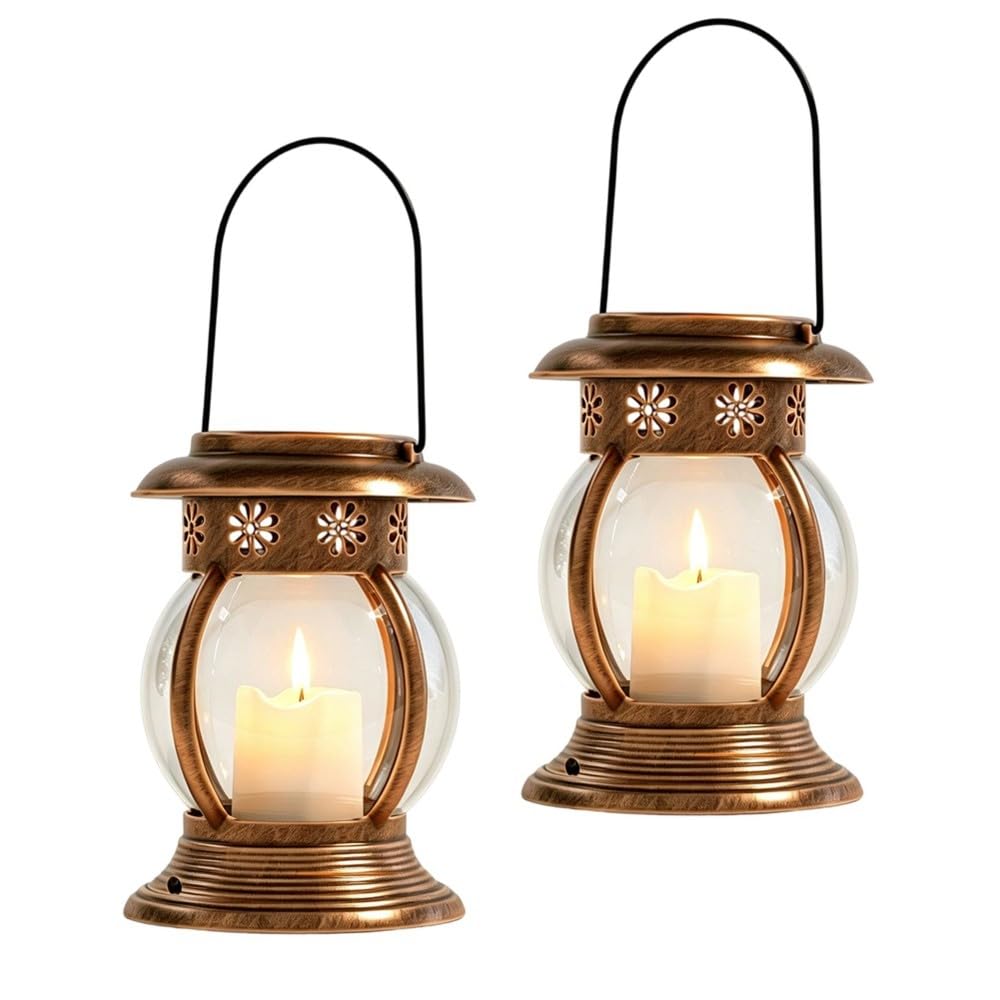 Hndhbfgrt Hanging Solar Lights IP44 2PCS Outdoor Solar Lanterns Table Lamps for Patio Yard Garden and Pathway Decoration