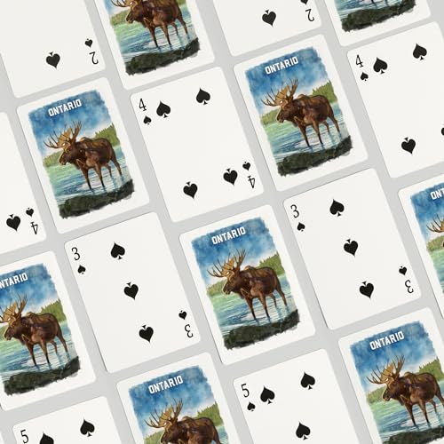 Lantern Press Baraja de Póker Acuarela Ontario Alce 52 cartas miniatura 4