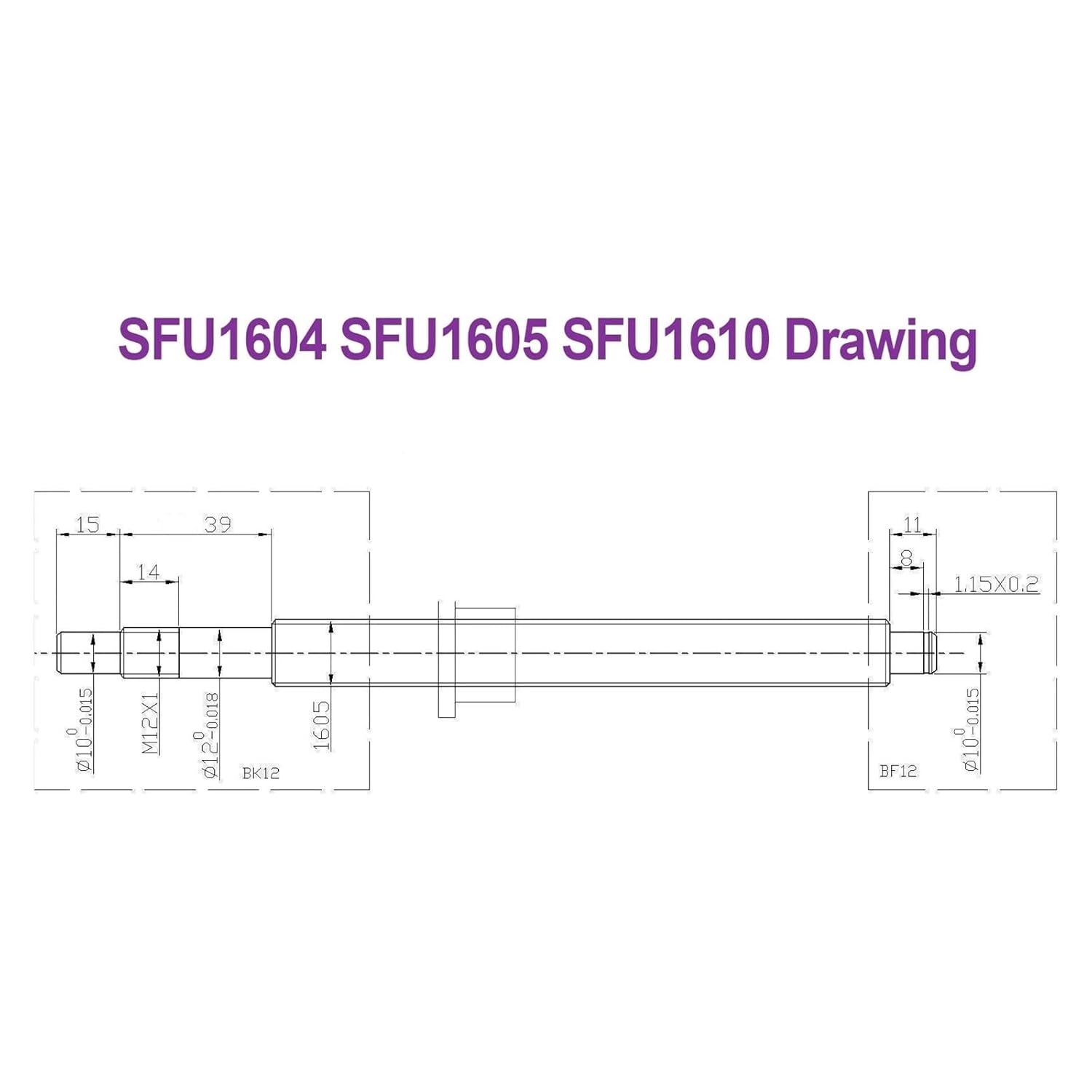 Ball Screw, Linear Guide Ball Screw Ball Screw SFU1610 Kit 200-500mm C7 Dia 16mm Parts Screw with Nut +BF12+HM12-57+DSG16H+Coupler(250mm)