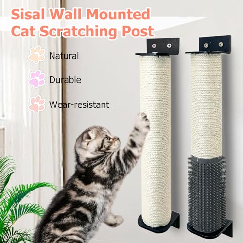Rascador de gato montado en pared 2 piezas natural sisal miniatura 3
