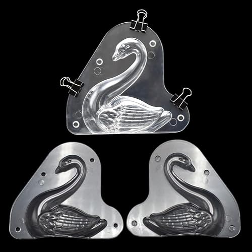 Miniatura 8 de TUKE Molde de chocolate de cisne 3D de gran tamaño de 5.68 x 5.16 x 1.88 pulgadas, molde de caramelo de gelatina de cristal con 3 clips, decoración