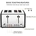 Toaster 4 Slice, CUSIBOX Stainless Steel Toaster with Bagel, Defrost, Cancel Function, Extra Wide Slots, 6 Bread Shade Settings, 1650W, Black