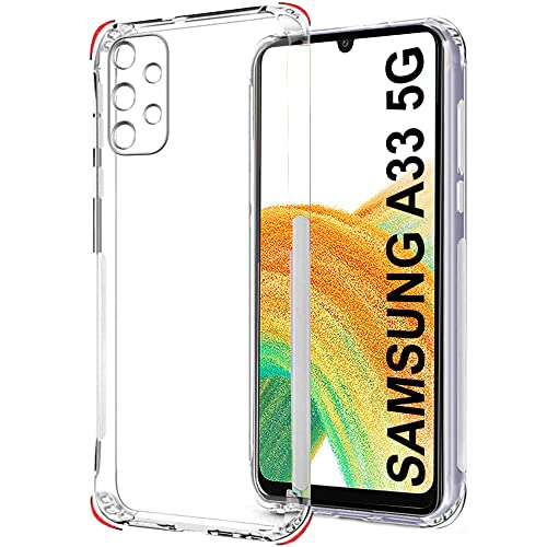 Image of TheGiftKart Ultra Clear Slim Silicone Back Cover Soft Case for Samsung Galaxy A33 5G | Best Camera Protection | Inbuilt Dust Plugs & Anti-Slip Grip (Silicone | Transparent)