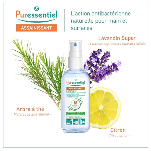 Image of Puressentiel Purifying Antibacterial Lotion Spray Hands&Surfaces|80 Ml|Instant Germ-Free Protection|Sanitizer Spray
