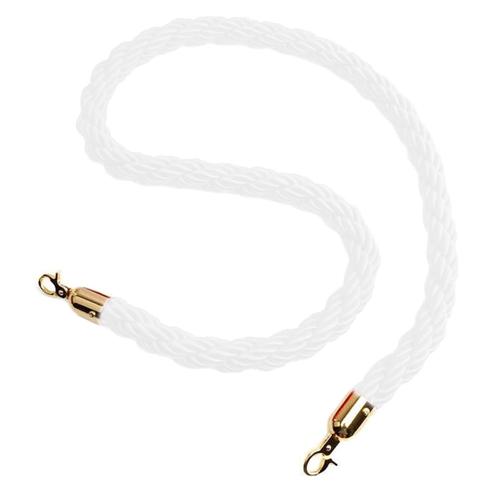 Barrier Rope, Twisted Stanchion Hemp Rope, Nylon Crowd Control with Gold Hooks, for Movie Theaters/Grand Openings/Hotels ﻿(White,2.2m/7.2ft/86.6inch)