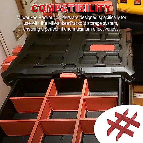 Aillsa 48-22-8473 Packout Drawer Dividers for Milwaukee Packout 3-Drawer Tool Box&Milwaukee Packout Organizer(Red) - Thumbnail 5