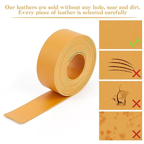 GORGECRAFT 79" Long Flat Leather Belt Strips Bright Yellow Double Sided Leather Strap 1" Wide Soft Pu Leather Strap Roll for Crafts Pet Collar Shoulder Straps Hat Bands Wrapping Making - Image 4