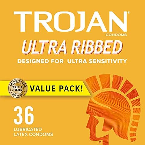 Trojan Ultra Ribbed Condoms, 36 Count Cover