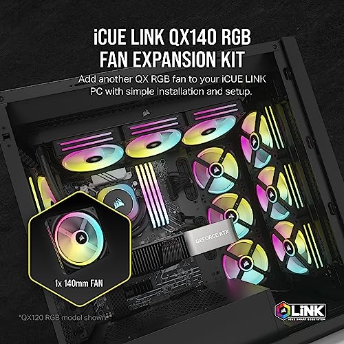 Corsair iCUE LINK QX140 RGB 140mm Magnetic Dome RGB Single Fan - Black, Single (140mm) - Image 2
