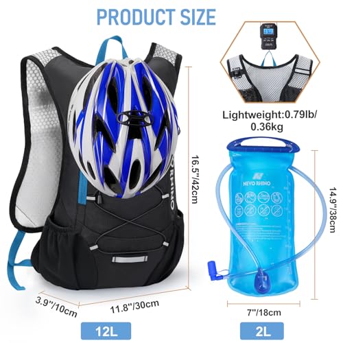 Image of Lightweight Hydration Backpack, Running Backpack with 2L Water Bladder, Hydro Water Daypack for Cycling Hiking Rave for Men Women