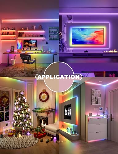 Image of PAUTIX RGB Smart IC USB LED Light,5V RGB COB LED Strip USB Powered,UL-Listed Multicolor Flexible Tape Light 6.56ft /2m with Music Mode /APP Control,for TV,Scooter,Computer Desk Decor