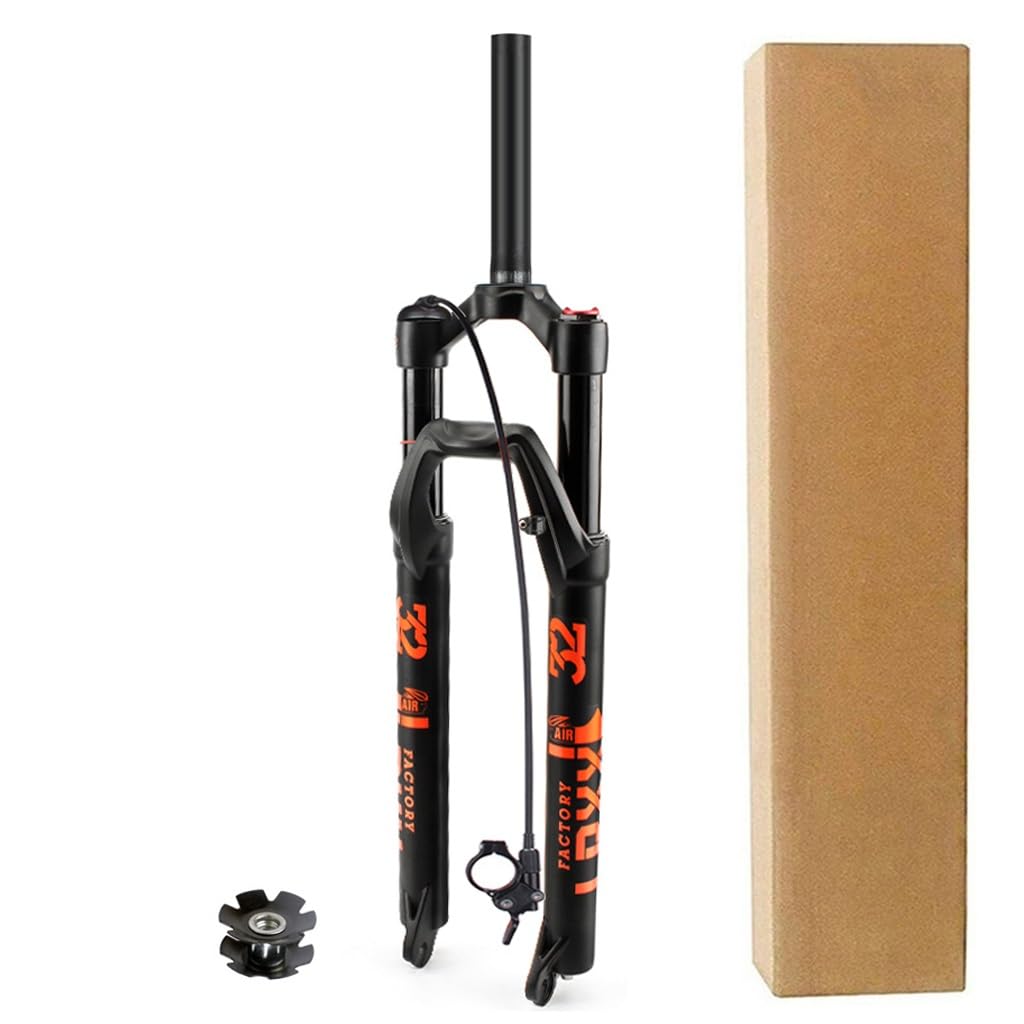 ZXGSXIOU Bike Suspension Fork 27.5 29 Inch, Ultralight Aluminum Alloy 1-1/8 Shoulder Lock Mountain Bicycle Front Forks Travel 100mm