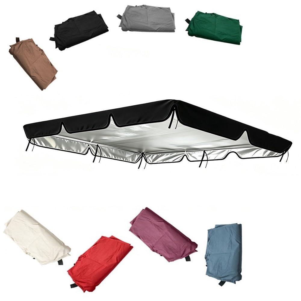ZYXQQJ Patio Swing Canopy Replacement 210D/420D/600D Swing Canopy Replacement Top Anti-UV Waterproof For Outdoor Garden Yard Porch(Black,210D/190 * 132 * 15cm)