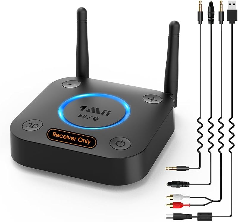 1Mii B06Pro Bluetooth vevő 60m hatótávval - HiFi 3D hangzás, optikai/AUX/koaxiális csatlakozás, hangerőszabályzás, kék