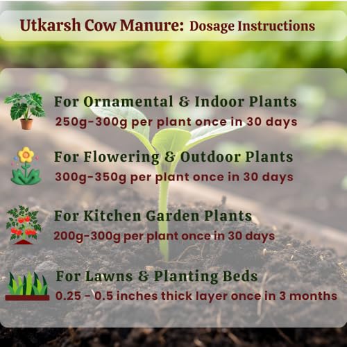 Image of Utkarsh Cow Dung Manure 900 gm, 100% Natural Organic Fertilizer for Plants, Nutrient-Rich Microbial Compost, Improves Plant Health, Water Retention & Soil Fertility, Sourced from Desi Gaushalas