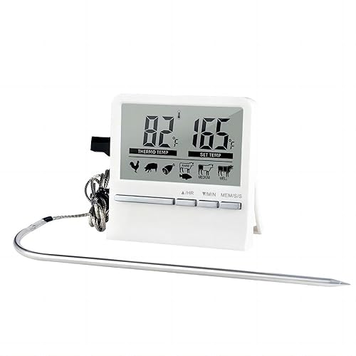 Termómetro para carne, termómetro de carne, pantalla LED de lectura instantánea, sonda de acero inoxidable de 7 pulgadas e indicador de temperatura