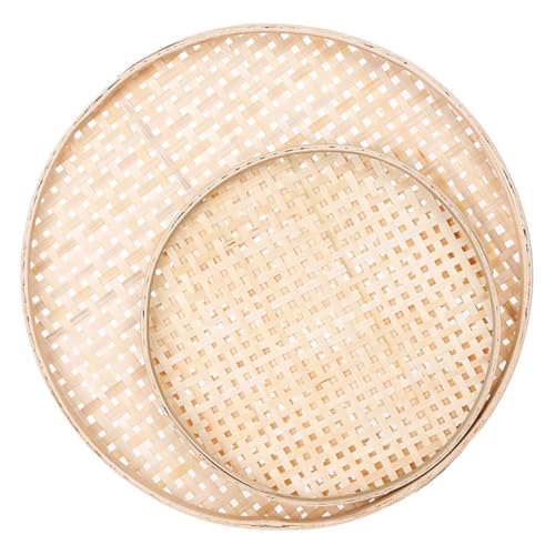 Garneck 2pcs Home Accessory Snack Serving Tray Household Tray Basket Weaving