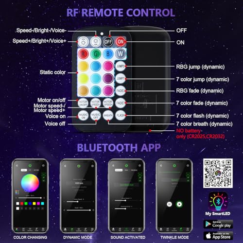 Image of 16W Car Home Starlight Headliner Kit, Twinkle & Sound Activate RGBW Fiber Optic Lights with APP & Remote Control, Star Lights for Ceiling Decoration, 550 pcs 9.8ft