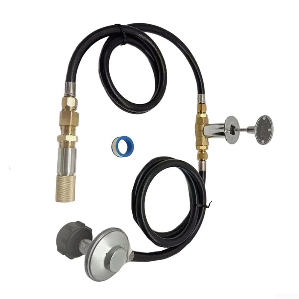 Kit de conexión de quemador con montaje de manguera para sistema de válvula, manguera de conexión de 60 pulgadas, válvula de control de 1/2 pulgadas, regulador de presión de gas ajustable 0-30 PSI