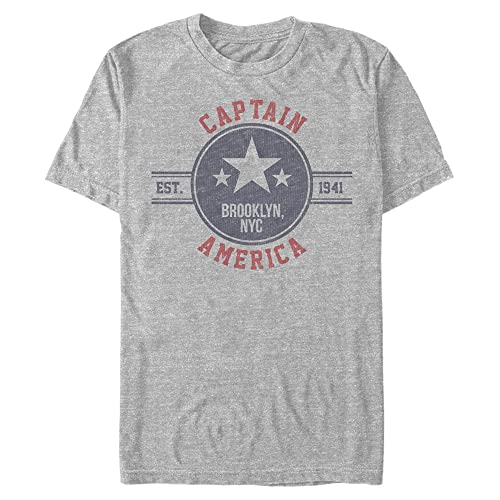 T-shirt Marvel grande taille 3XL imprimé Captain America en coton gris chiné pour homme