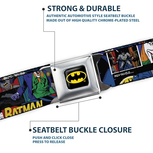 Buckle-Down Sicherheitsgurt – Batman & Joker Comic Strip – 2,5 cm breit – 50,8–91,4 cm lang, Mehrfarbig, Weit 2.5 cm/50-90 cm Länge