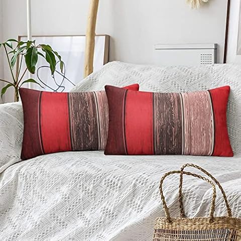 Hanrunsi Red Linen Cushion Covers Set Cover